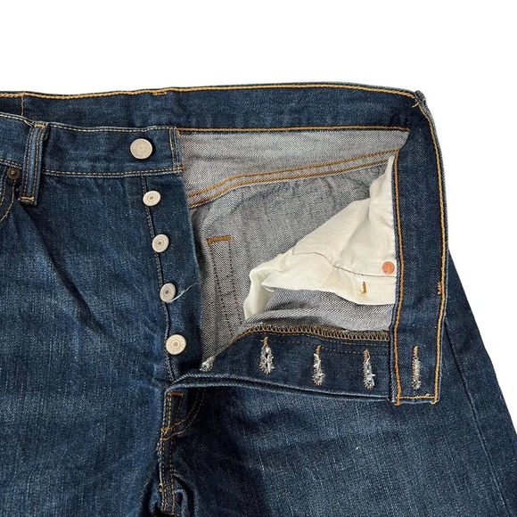 Levis 501 Jeans Men 34x27 (tag 36x30) Blue Straight Leg Button Fly Denim - Picture 2 of 16